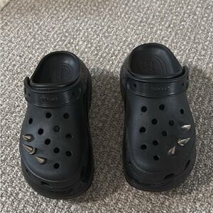 Crocs Mega Crush Black Platform Shoes Sandals K 4 W 6